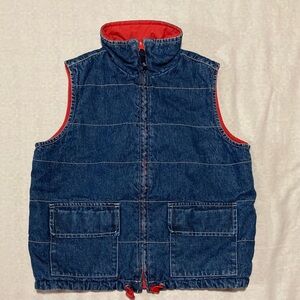 Calvin Klein Jeans Vintage Denim/Red Quilted Reversible‎ Vest | Gilet